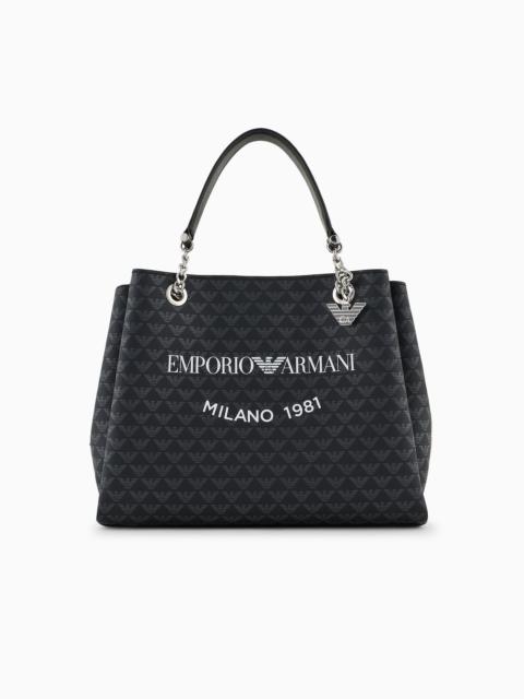 All-over eagle handbag with Milano 1981 logo print