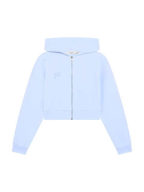 Womens Cropped Zip Up Hoodie - Wildflower Blue