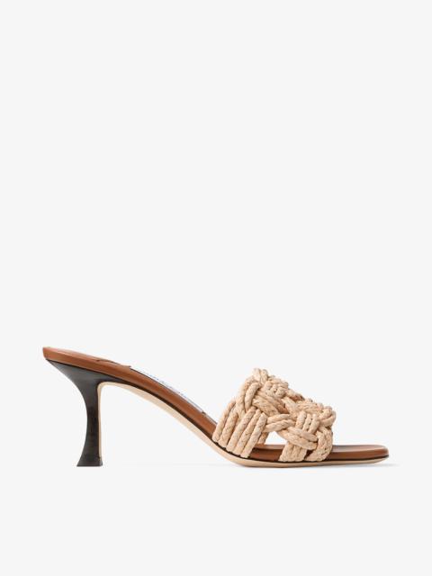 Chara 70
Tan Leather and Crochet Raffia Mule Sandal