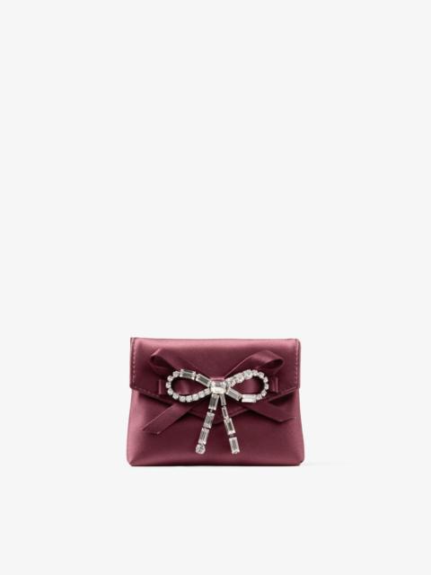 Soft Card Holder With Chain
Deep Merlot Satin Cardholder with Crystal Bow