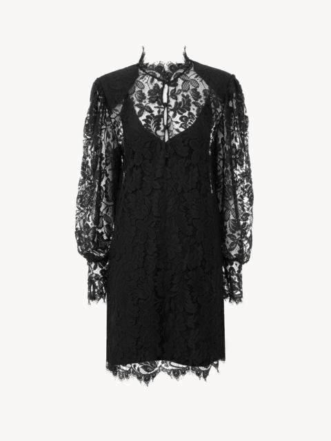 LONG-SLEEVE MINI DRESS IN LACE