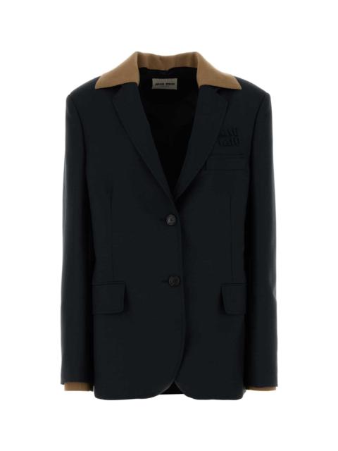 Midnight Blue Mohair Blend Oversize Blazer