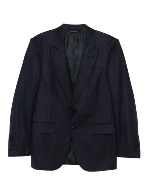 pinstripe two-button blazer