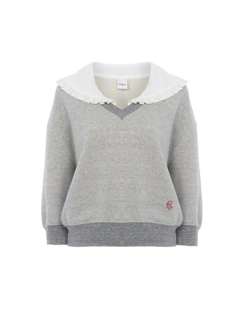 COLLAR SWEATER IN CHINÉ FLEECE