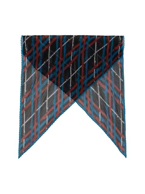 Black & Blue Belt Check Silk Chiffon Scarf