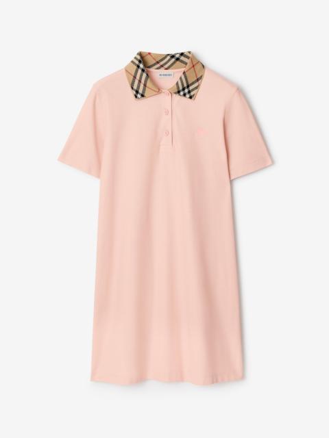 Check Collar Cotton Polo Shirt Dress