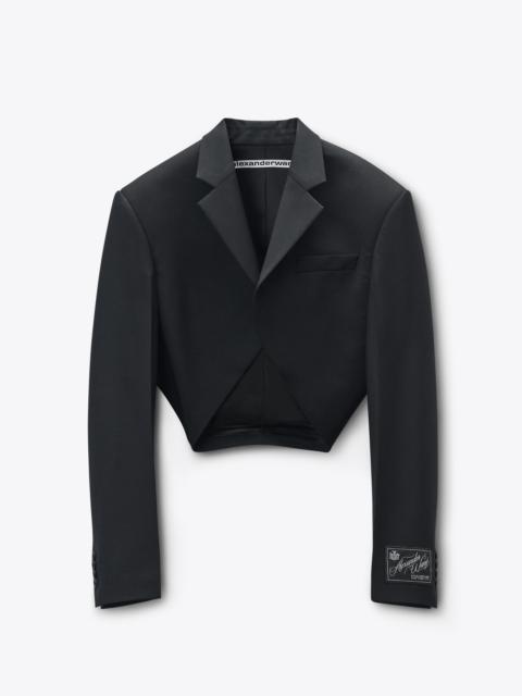 Black Wool Mohair Draped Jacket