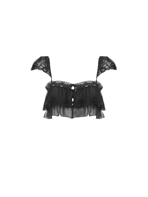RUFFLED BRALETTE IN SILK MOUSSELINE & LACE