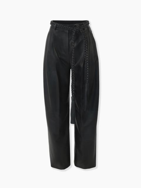Kaia Leather Pants with Braided Belt