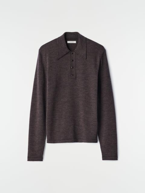 LONG-SLEEVE POLO IN FINE MOULINÉ MERINO WOOL