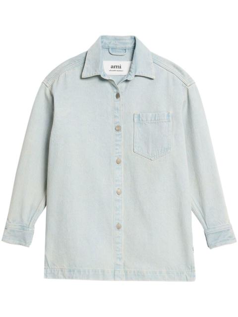 logo-print denim overshirt