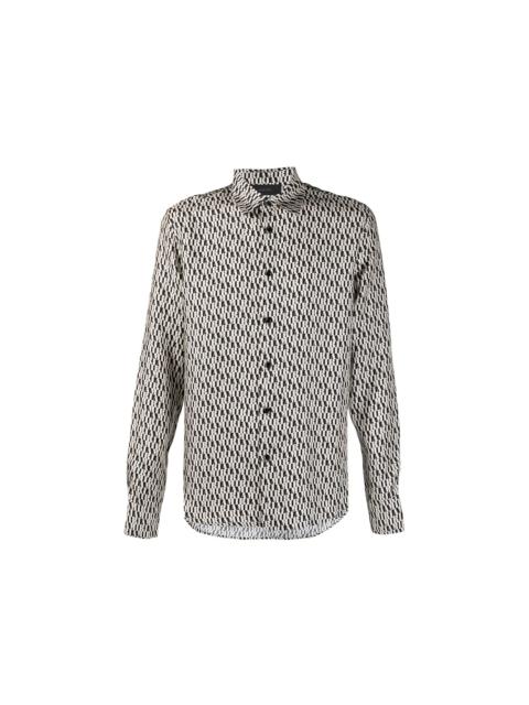 AMIRI All Over Long Sleeve Silk Shirt Black/White