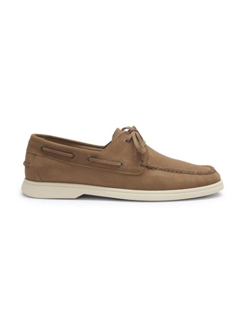 LACE-DETAIL BOAT SHOES IN SUEDE