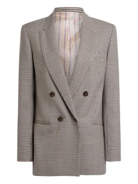 double-breasted gingham blazer