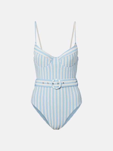 Noa belted striped swimsuit