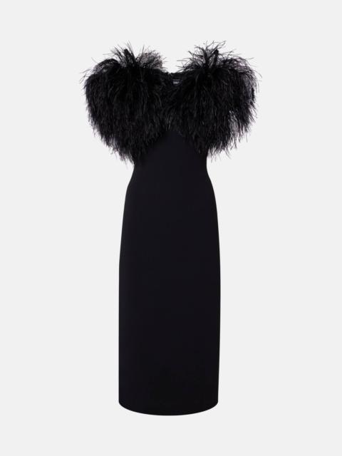 Feather-trimmed cocktail dress