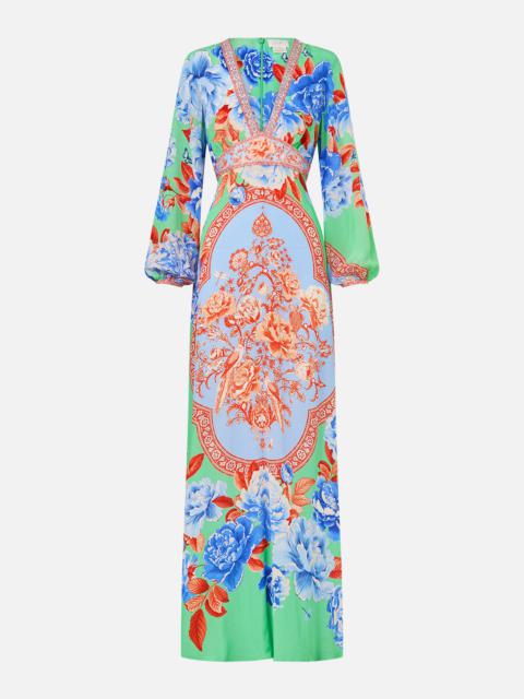 PRINTED LANTERN SLEEVE DRESS
