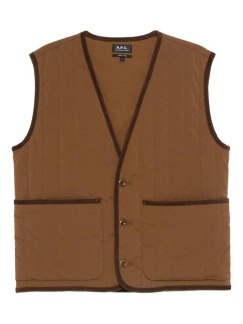 V-neck quilted-pattern gilet