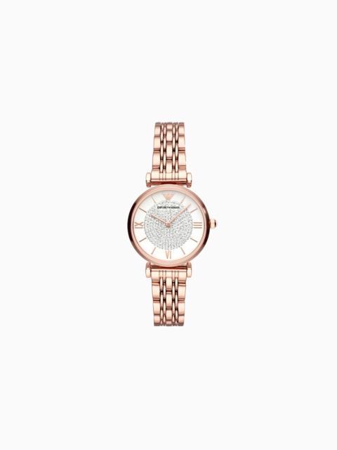 WOMEN'S TWO-HAND ROSE GOLD-TONE STAINLESS STEEL WATCH