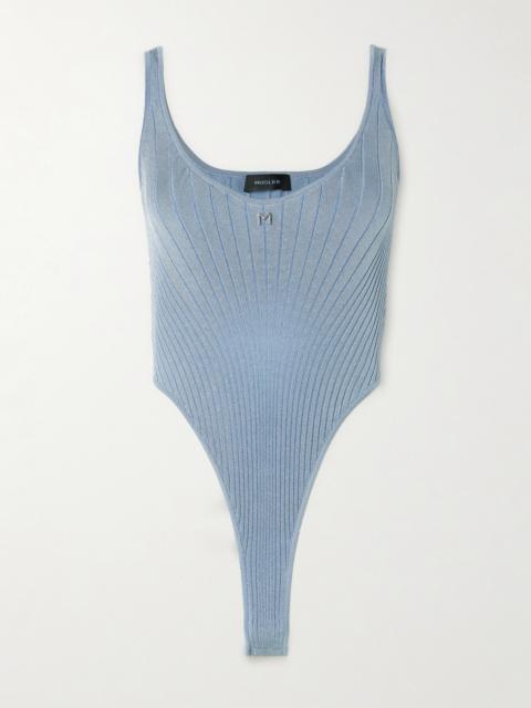 Embellished Ribbed Stretch-knit Bodysuit