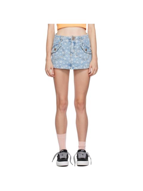 Blue Jacquard Denim Miniskirt