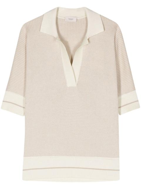 houndstooth-pattern polo shirt