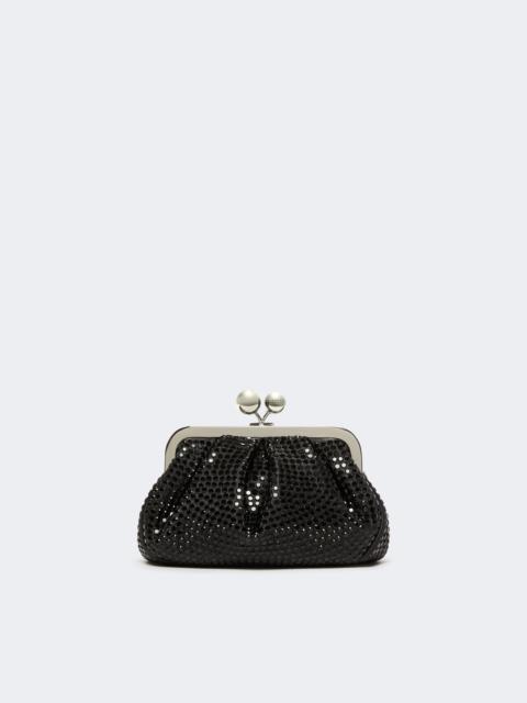 Rhinestone-adorned small satin Pasticcino Bag - DARK GREY