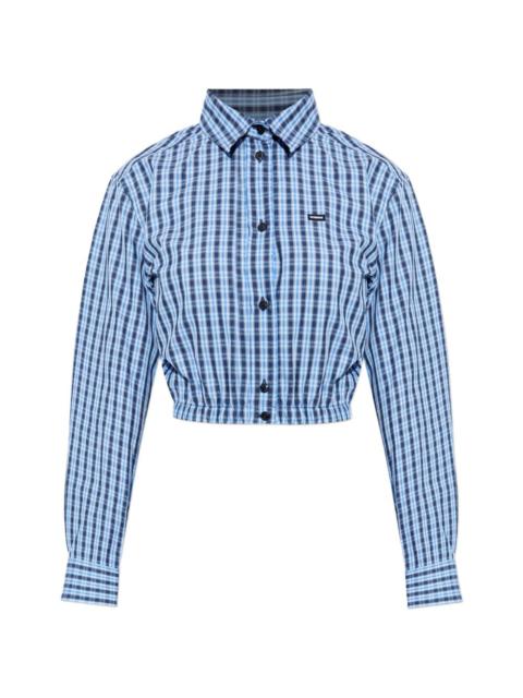 cropped check shirt