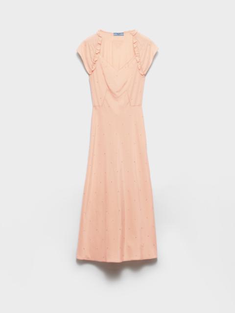 Embroidered vintage-look habutai silk dress