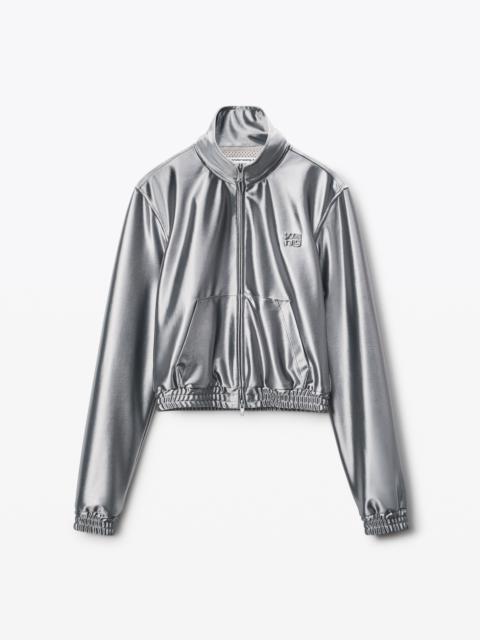 grey shrunken zip-up jacket