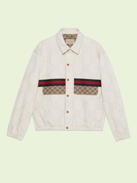 Maxi GG denim jacket with Web