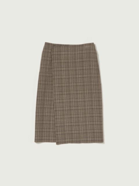 SILK LINEN NEP CHECK WRAP SKIRT