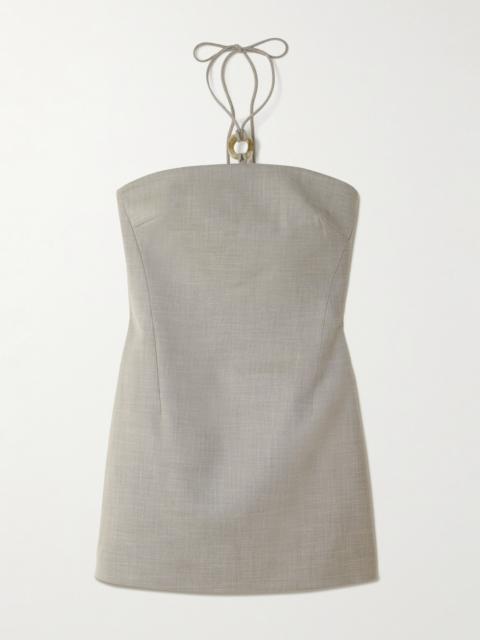 Solene Embellished Woven Halterneck Mini Dress