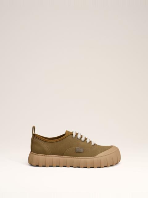 KHAKI COTTON LOW TOP TEMPO CANVAS SNEAKERS