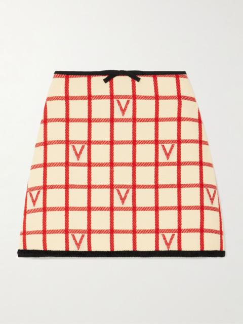 VLogo wool-blend tweed mini skirt Cream