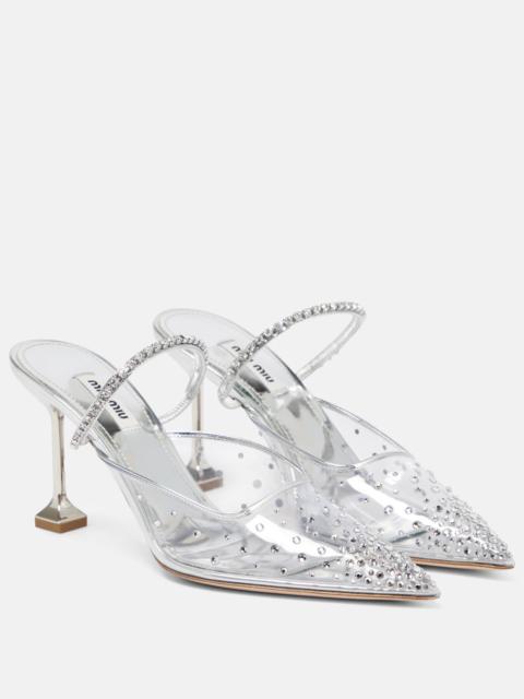 Crystal-embellished mules