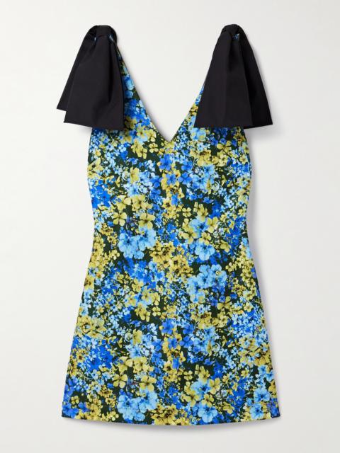 Frances Bow-embellished Floral-print Twill Mini Dress