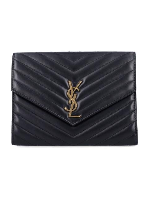 Saint Laurent Cassandre Matelassé Flap Pouch In Quilted Lambskin