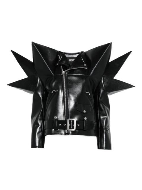 spike-detail leather biker jacket