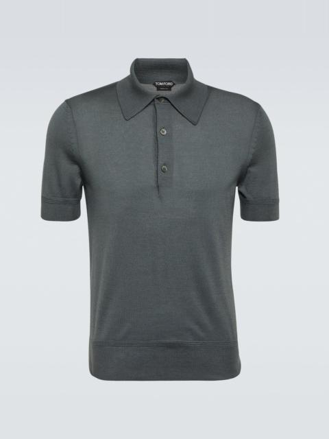 Cashmere and silk polo shirt