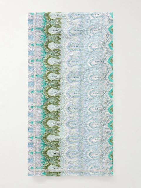 Striped Metallic Crochet-knit Wrap