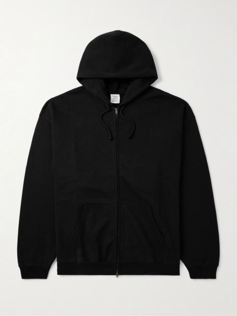 Oversized Logo-Embroidered Cotton-Blend Jersey Zip-Up Hoodie Black