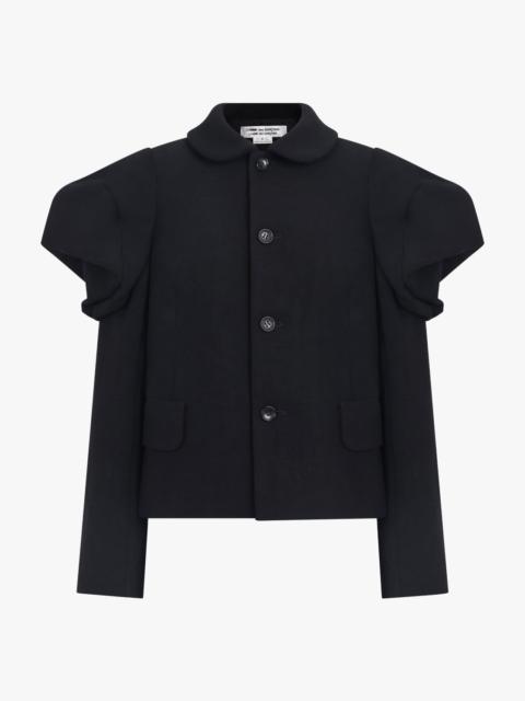 EXAGGERATED PUFF SLEEVE BUTTON UP JACKET | BLACK