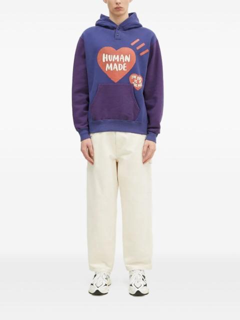 heart-print two-tone hoodie