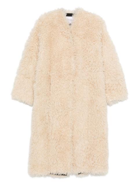long-sleeved faux-fur coat