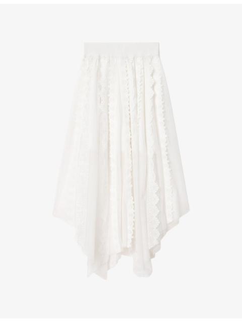 Vashtie Lace-Panel Tulle Maxi Skirt
