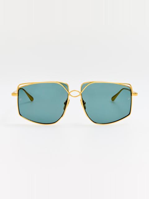 Miranda Sunglasses in 22K Gold and Green