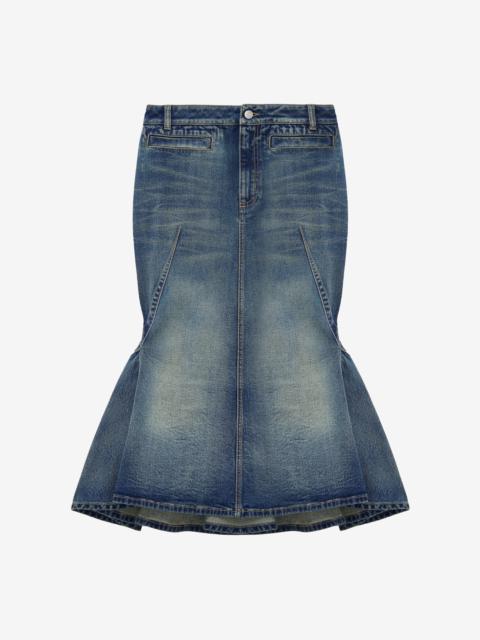 Stonewashed Denim Kickback Skirt