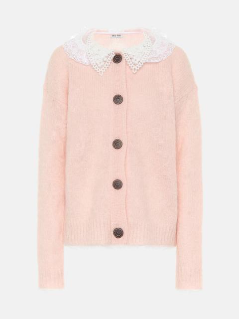 Lace-trimmed mohair-blend cardigan