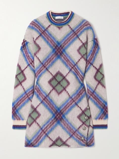 Checked Knitted Mini Dress